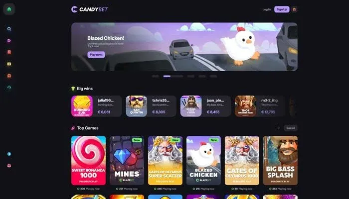 CandyBet Casino, screenshot del sito
